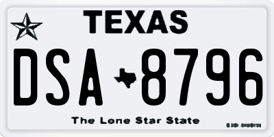 TX license plate DSA8796