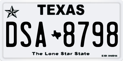 TX license plate DSA8798