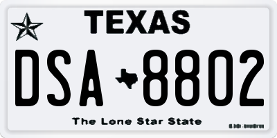 TX license plate DSA8802