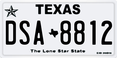 TX license plate DSA8812