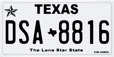 TX license plate DSA8816