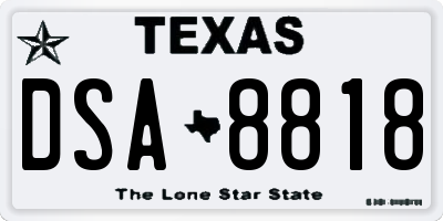 TX license plate DSA8818