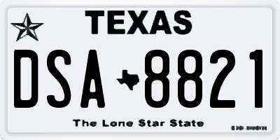 TX license plate DSA8821