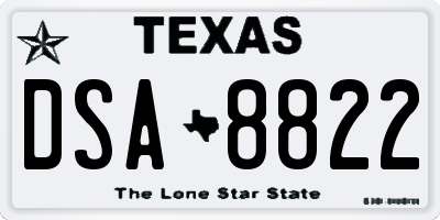TX license plate DSA8822