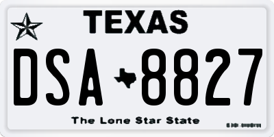 TX license plate DSA8827