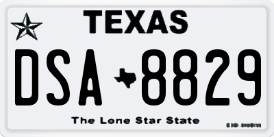 TX license plate DSA8829