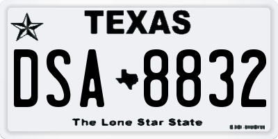 TX license plate DSA8832