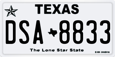 TX license plate DSA8833
