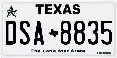 TX license plate DSA8835