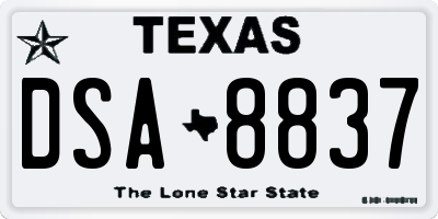 TX license plate DSA8837