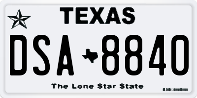 TX license plate DSA8840