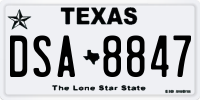 TX license plate DSA8847