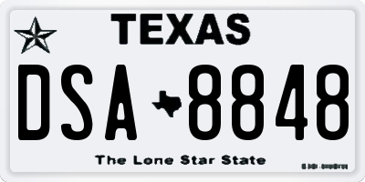 TX license plate DSA8848