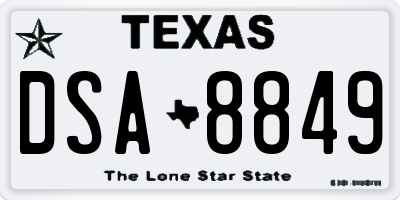 TX license plate DSA8849