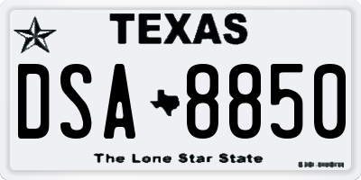 TX license plate DSA8850