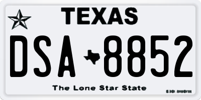 TX license plate DSA8852