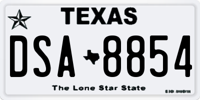TX license plate DSA8854