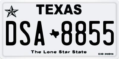 TX license plate DSA8855