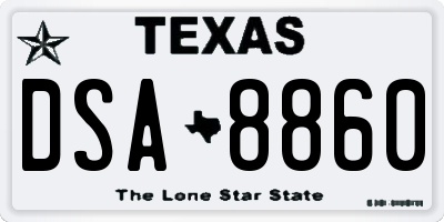 TX license plate DSA8860