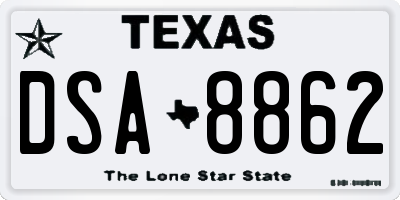 TX license plate DSA8862