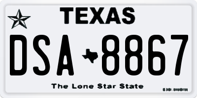TX license plate DSA8867