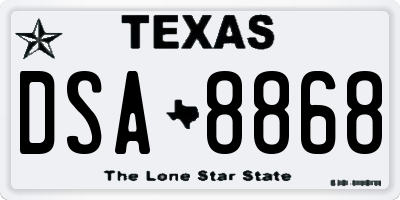 TX license plate DSA8868