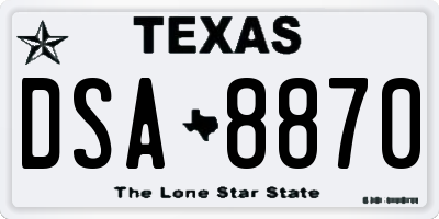 TX license plate DSA8870