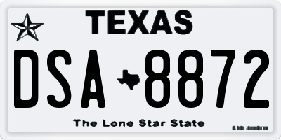 TX license plate DSA8872