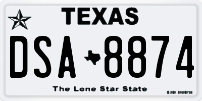 TX license plate DSA8874