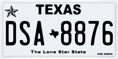 TX license plate DSA8876