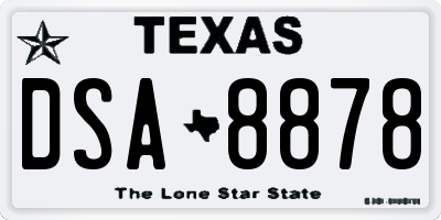 TX license plate DSA8878