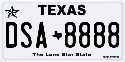 TX license plate DSA8888