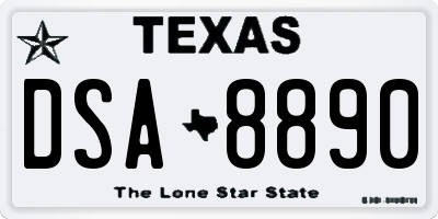 TX license plate DSA8890