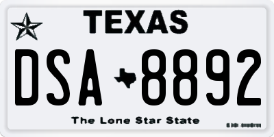 TX license plate DSA8892