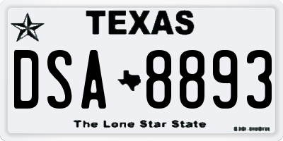 TX license plate DSA8893