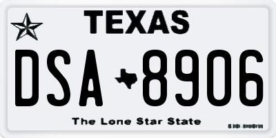 TX license plate DSA8906