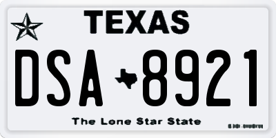 TX license plate DSA8921