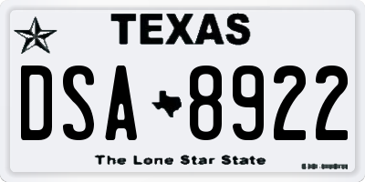 TX license plate DSA8922