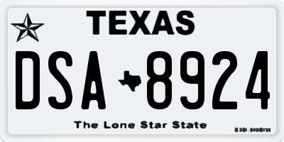 TX license plate DSA8924