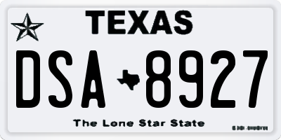 TX license plate DSA8927