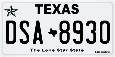 TX license plate DSA8930