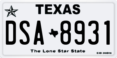 TX license plate DSA8931
