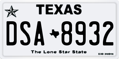 TX license plate DSA8932