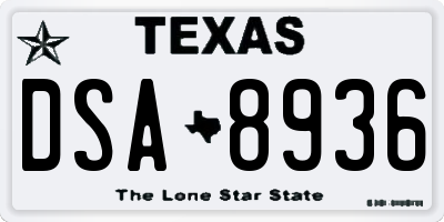 TX license plate DSA8936