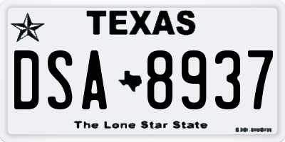TX license plate DSA8937