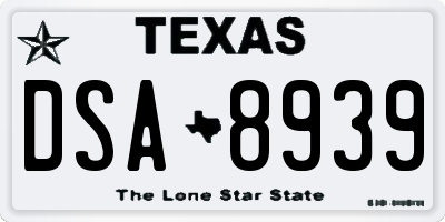 TX license plate DSA8939