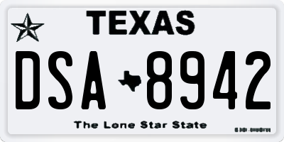 TX license plate DSA8942