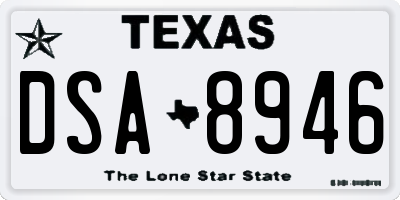 TX license plate DSA8946