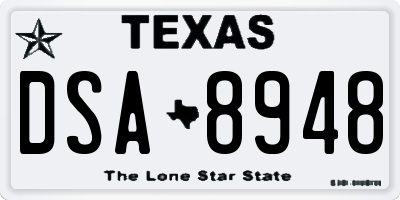 TX license plate DSA8948
