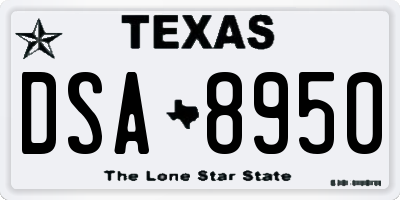 TX license plate DSA8950